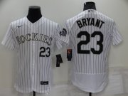 Wholesale Cheap Men's Colorado Rockies #23 Kris Bryant White Stitched MLB Flex Base Nike Jersey