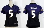 Wholesale Cheap Nike Ravens #5 Joe Flacco Purple/Black Women's Stitched NFL Elite Fadeaway Fashion Jersey