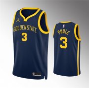Wholesale Cheap Men's Golden State Warriors #3 Jordan Poole Navy Statement EditionStitched Jersey