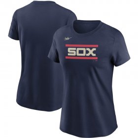 Wholesale Cheap Chicago White Sox Nike Women\'s Cooperstown Collection Wordmark T-Shirt Navy