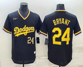 Cheap Mens Los Angeles Dodgers #24 Kobe Bryant Number Black Stitched Pullover Throwback Nike Jersey