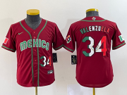 Wholesale Cheap Youth Mexico Baseball #34 Fernando Valenzuela 2023 Red World Classic Stitched Jersey 2