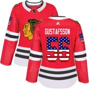 Wholesale Cheap Adidas Blackhawks #56 Erik Gustafsson Red Home Authentic USA Flag Women's Stitched NHL Jersey