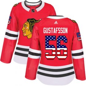 Wholesale Cheap Adidas Blackhawks #56 Erik Gustafsson Red Home Authentic USA Flag Women\'s Stitched NHL Jersey