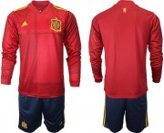 Wholesale Cheap Men 2021 European Cup Spain home Long sleeve. soccer jerseys