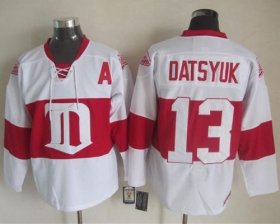 Wholesale Cheap Red Wings #13 Pavel Datsyuk White Winter Classic CCM Throwback Stitched NHL Jersey