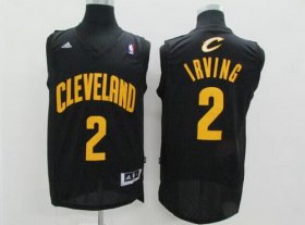 Wholesale Cheap Cleveland Cavaliers #2 Kyrie Irving Revolution 30 Swingman Black With Gold Jersey