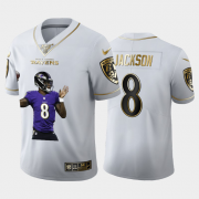 Cheap Baltimore Ravens #8 Lamar Jackson Nike Team Hero Vapor Limited NFL 100 Jersey White Golden