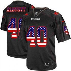 Wholesale Cheap Nike Buccaneers #40 Mike Alstott Black Men\'s Stitched NFL Elite USA Flag Fashion Jersey