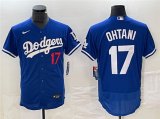 Cheap Men's Los Angeles Dodgers #17 Shohei Ohtani Blue Flex Base Stitched Baseball Jersey