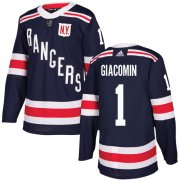 Wholesale Cheap Adidas Rangers #1 Eddie Giacomin Navy Blue Authentic 2018 Winter Classic Stitched NHL Jersey