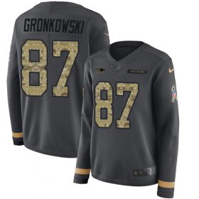 Wholesale Cheap Nike Patriots #87 Rob Gronkowski Anthracite Salute to Service Women\'s Stitched NFL Limited Therma Long Sleeve Jersey