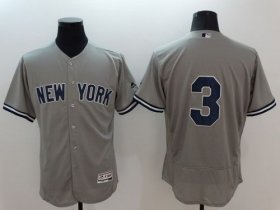 Wholesale Cheap Yankees #3 Babe Ruth Grey Flexbase Authentic Collection Stitched MLB Jersey