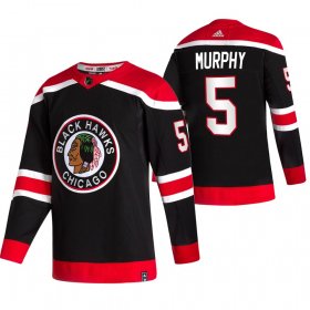 Wholesale Cheap Chicago Blackhawks #5 Connor Murphy Black Men\'s Adidas 2020-21 Reverse Retro Alternate NHL Jersey