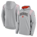Wholesale Cheap Mens Cleveland Browns Gray Sideline Stack Performance Pullover Hoodie