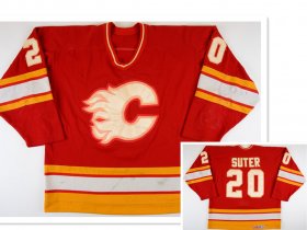Wholesale Cheap Men\'s Calgary Flames #20 Gary Suter Red Third Throwback CCM Jersey