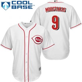 Wholesale Cheap Reds #9 Mike Moustakas White New Cool Base Stitched MLB Jersey