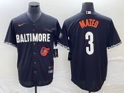 Wholesale Cheap Men's Baltimore Orioles #3 Jorge Mateo Black 2023 City Connect Cool Base Stitched Jersey 1