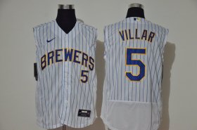 Wholesale Cheap Men\'s Milwaukee Brewers #5 Jonathan Villar White 2020 Cool and Refreshing Sleeveless Fan Stitched Flex Nike Jersey