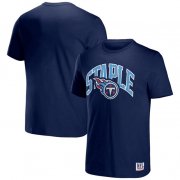 Wholesale Cheap Men's Tennessee Titans x Staple Navy Logo Lockup T-Shirt