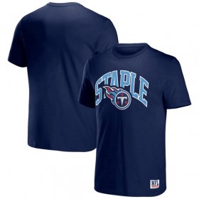 Wholesale Cheap Men\'s Tennessee Titans x Staple Navy Logo Lockup T-Shirt