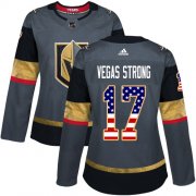 Wholesale Cheap Adidas Golden Knights #17 Vegas Strong Grey Home Authentic USA Flag Women's Stitched NHL Jersey