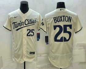 Cheap Men\'s Minnesota Twins #25 Byron Buxton 2023 Cream Flex Base Stitched Jersey
