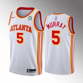 Wholesale Cheap Men\'s Atlanta Hawks #5 Dejounte Murray White Stitched Jersey