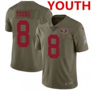 Wholesale Cheap Youth Nike 49ers #8 Steve Young Olive Stitched NFL Limited 2017 Salute to Service Jersey
