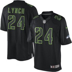 Wholesale Cheap Nike Seahawks #24 Marshawn Lynch Black Men\'s Stitched NFL Impact Limited Jersey
