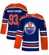 Wholesale Cheap Adidas Oilers #93 Ryan Nugent-Hopkins Royal Blue Sequin Embroidery Fashion Stitched NHL Jersey