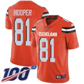 Wholesale Cheap Nike Browns #81 Austin Hooper Orange Alternate Youth Stitched NFL 100th Season Vapor Untouchable Limited Jersey