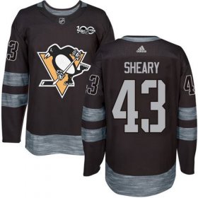 Wholesale Cheap Adidas Penguins #43 Conor Sheary Black 1917-2017 100th Anniversary Stitched NHL Jersey