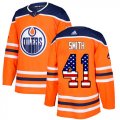 Wholesale Cheap Adidas Oilers #41 Mike Smith Orange Home Authentic USA Flag Stitched NHL Jersey