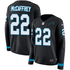 Wholesale Cheap Nike Panthers #22 Christian McCaffrey Black Team Color Women\'s Stitched NFL Limited Therma Long Sleeve Jersey
