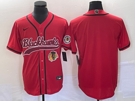 Wholesale Cheap Men\'s Chicago Blackhawks Blank Red Cool Base Stitched Baseball Jersey
