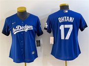 Cheap Women's Los Angeles Dodgers #17 Shohei Ohtani Blue City Connect Stitched Jersey(Run Small)