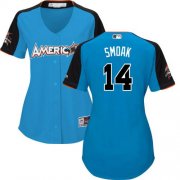 Wholesale Cheap Blue Jays #14 Justin Smoak Blue 2017 All-Star American League Women's Stitched MLB Jersey
