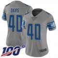 Wholesale Cheap Nike Lions #40 Jarrad Davis Gray Women's Stitched NFL Limited Inverted Legend 100th Season Jersey