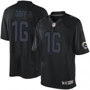 Wholesale Cheap Nike Rams #16 Jared Goff Black Men's Stitched NFL Impact Limited Jersey