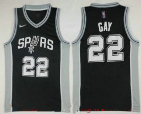 Wholesale Cheap Men\'s San Antonio Spurs #22 Rudy Gay Black 2017-2018 Nike Icon Edition Swingman Jersey