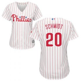 Wholesale Cheap Phillies #20 Mike Schmidt White(Red Strip) Home Women\'s Stitched MLB Jersey