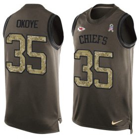 Wholesale Cheap Nike Chiefs #35 Christian Okoye Green Men\'s Stitched NFL Limited Salute To Service Tank Top Jersey