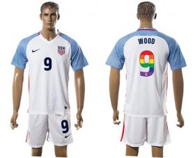 Wholesale Cheap USA #9 Wood White Rainbow Soccer Country Jersey