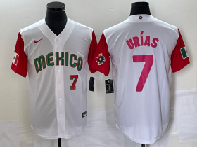 Wholesale Cheap Men\'s Mexico Baseball #7 Julio Urias Number 2023 White Red World Classic Stitched Jersey26