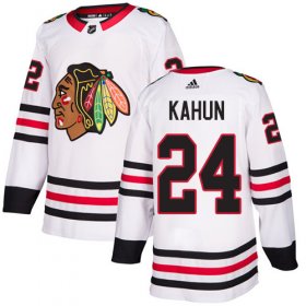 Wholesale Cheap Adidas Blackhawks #24 Dominik Kahun White Road Authentic Stitched NHL Jersey