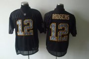 Wholesale Cheap Sideline Black United Packers #12 Aaron Rodgers Black Stitched NFL Jersey
