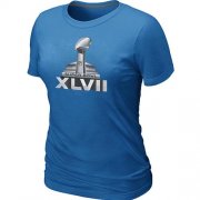 Wholesale Cheap Women's NFL Super Bowl XLVII Logo T-Shirt Light Blue