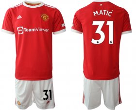 Wholesale Cheap Men 2021-2022 Club Manchester United home red 31 Adidas Soccer Jersey