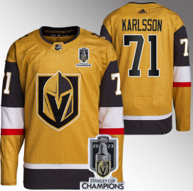 Wholesale Cheap Men\'s Vegas Golden Knights #71 William Karlsson Gold 2023 Stanley Cup Champions Stitched Jersey